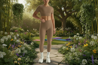 2Pc Yoga Sets for Women Women'S Fashion Casual Solid Color Long Sleeve Square Collar Two Piece Slim Yoga Sports Pants Suit Yoga Sets Yoga Package